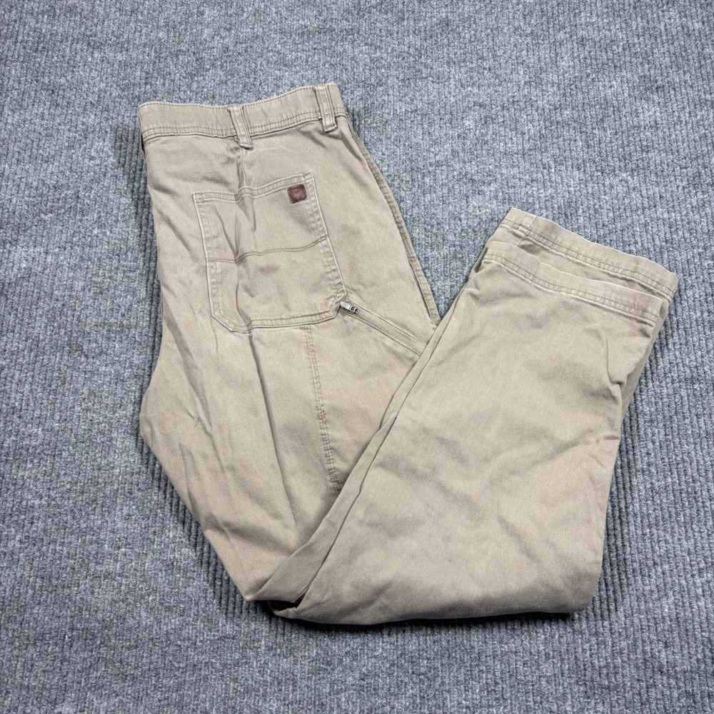 Weatherproof Pants Mens 40x32 Khaki Brown Cotton Spandex Utility Cargo